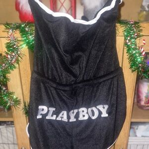 PLAYBOY Black and White One Piece swim cover up jumpsuit